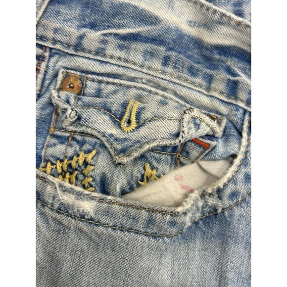 True Religion Jeans Men's Size 34 Wide Leg Embroidered Pockets Denim Blue - Picture 5 of 12